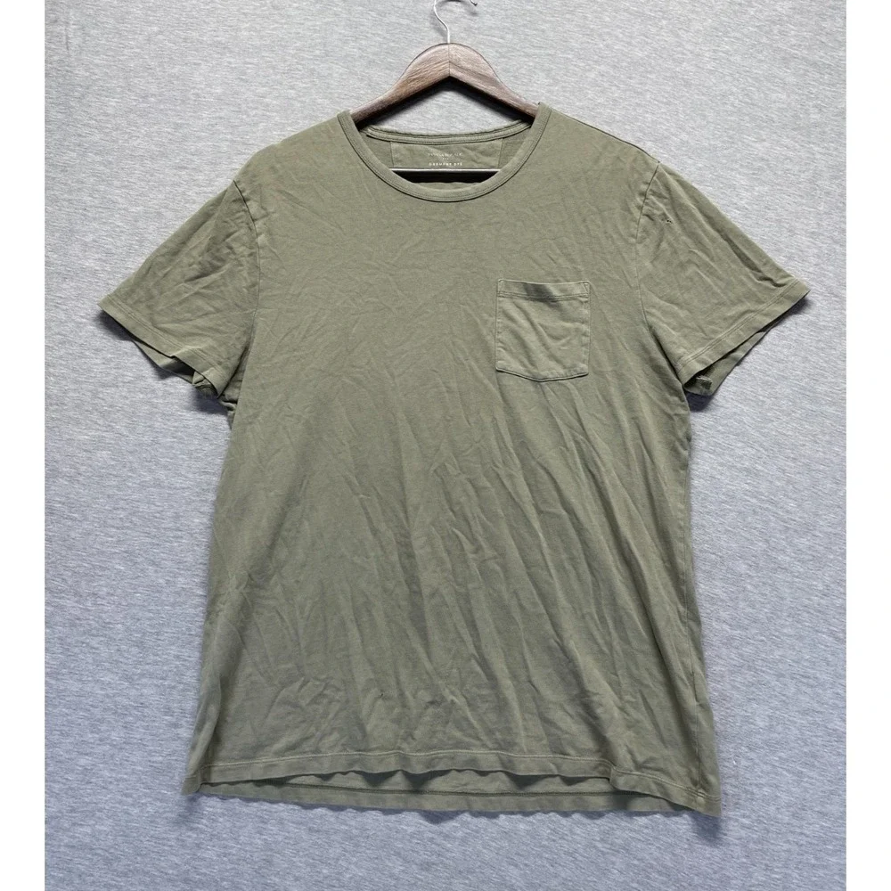 Banana Republic Garment Dyed T Shirt Mens Large Olive Green Crew Neck Cotton